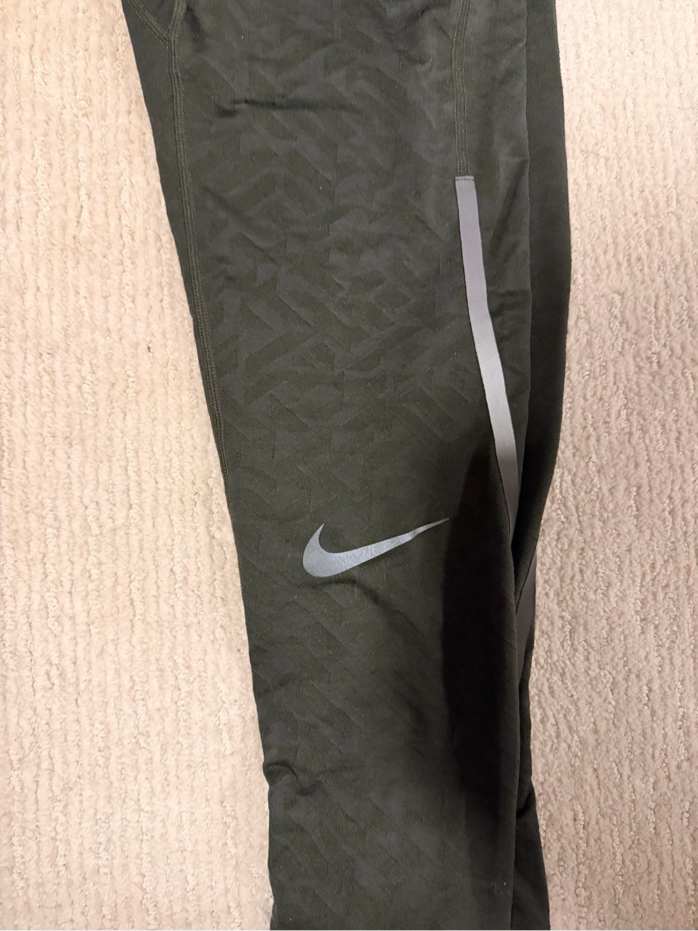 Nike Olive Green Men's full length running leggings - Picture 2 of 3